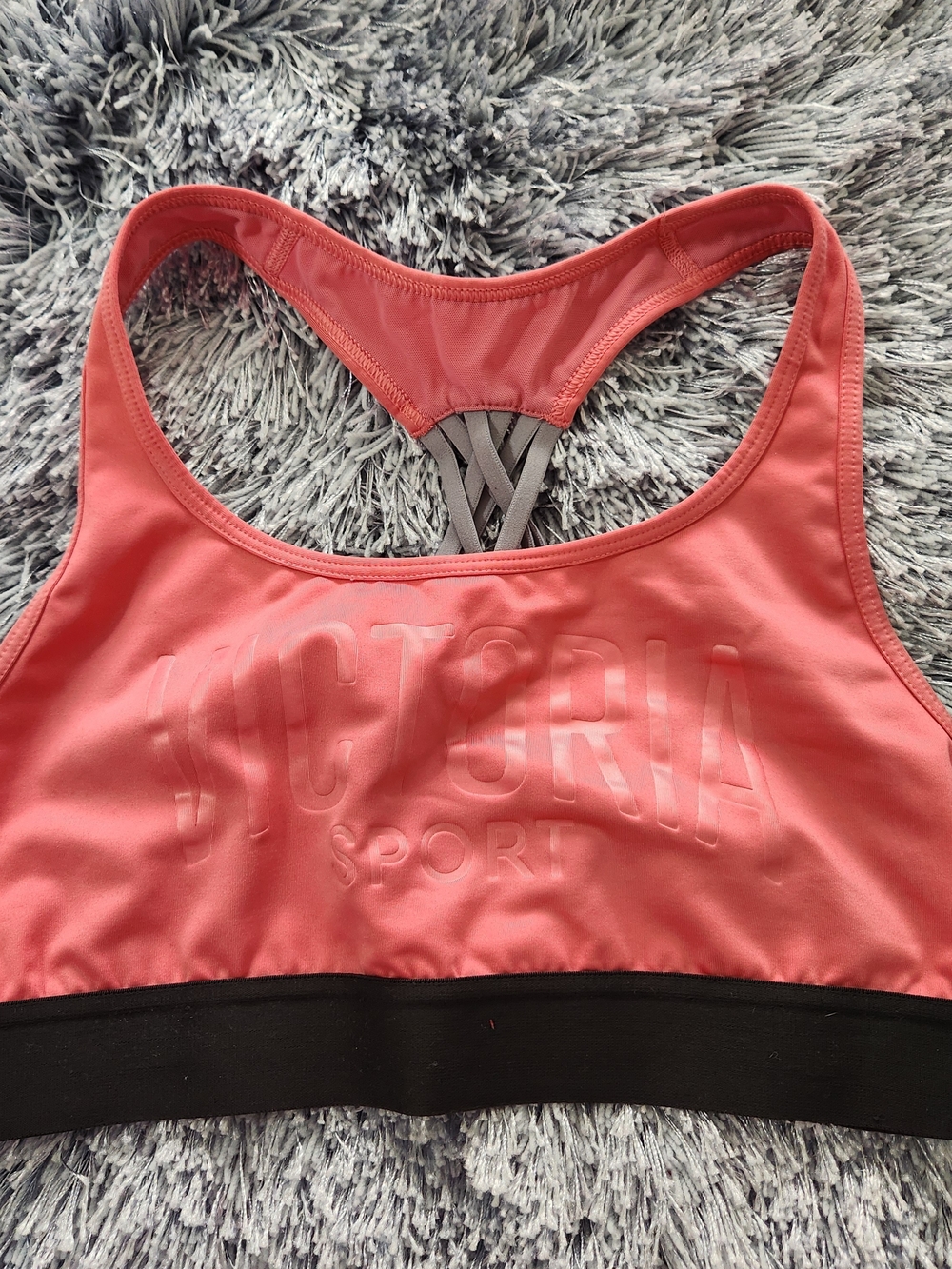Victoria Sport Pink Strappy Racerback Logo Sports Bra